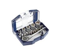 kwb Bit-Box - 17 pièces y compris embouts, cliquet réversible à emmanchement hexagonal 1/4 pouce dans un boîtier plastique robuste avec clip ceinture