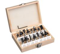 Kwb by Einhell – Fraises pour défonceuses – 15 pièces, tige 8 mm, coffret en bois