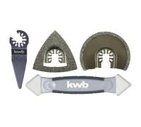 Kwb by Einhell Set de 4 Outils multifonctions pour carrelage (râpe HM, 2 lames de scie segmentée HM, grattoir)