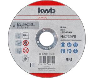 kwb Disque à tronçonner 125 mm pour inox et acier (extra fin, 1,0 mm, coupes nettes, pour meuleuse d'angle)