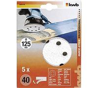 kwb Disque abrasif Ø 125 mm en corindon avec revêtement stéarate, grain 80, changement sans outil, encollage entièrement en résine synthétique et support papier renforcé, pour le bois et la peinture