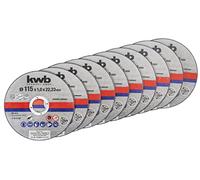 kwb Disques à tronçonner minces pour meuleuses angulaires 115 mm Disque de tronçonnage p. Acier inoxydable INOX en boîte de rangement avec bouchons d'oreille ABM. 115 x 1,0 x 22,23, Ø