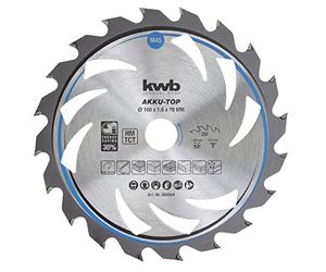 kwb Energy-Saving 584554 Lame de scie circulaire Easy Cut Ø 160 x 20 mm Coupe fine avec dents alternatives spéciales 20 dents Z20 Coupe fine Batterie 160 x 20 mm