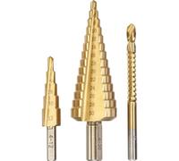 kwb Foret étagé, jeu de 3 pièces avec foret à fraiser, 1 x 4-12 mm et 4-30 mm, surface nitrurée au titane
