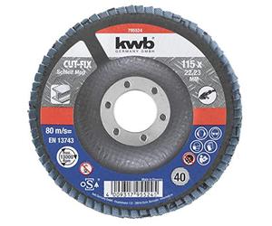 kwb grain abrasif 40 Cut-Fix 795 524 (meule à lamelles, plaque à lamelles abrasives, 115 x 22, pour le métal et l'acier, pour meuleuses d'angle)
