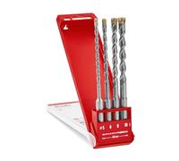 kwb HB2X SDS Plus Set de forets, 4 pièces, 160 mm, Ø 5/6 / 8/10 mm (HM X Cross Point, spirale fraisée en forme de U, acier 40 CR, SDS Plus)