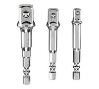 kwb Jeu d'adaptateurs pour douilles 3 pièces - hexagonal sur carré pour perceuses, douilles, visseuses et porte-embouts, 1/4, 3/8, 1/2 pouce