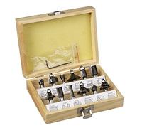 KWB Fraises de défonceuse Kit 757290 – Carbure Ø 8 mm – 12 pièces – Coffret en bois