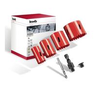 kwb Jeu de 5 scies cloches bi-métal HSS Ø 25, 32, 40 et 51 mm avec denture Vario progressive, haute précision, queue six pans 1/4", profondeur de coupe 38 mm et foret de centrage