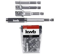 kwb Jeu d'embouts 23 pièces, y compris adaptateur de douille et porte-embouts 80 mm/extensible à 118 mm pour visseuse sans fil, adaptateur de ouille carrée