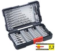 kwb L Coffret de forets 39 pièces, avec. tige hexagonale, 8 x forets à métaux HSS et embouts PH, PZ et TX en kit, y compris fraises, porte-embouts et embouts à douilles