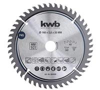 kwb lame de scie circulaire 160 x 20 mm, coupe très fine, lame de scie adaptée aux plans de travail, au bois et aux panneaux revêtus