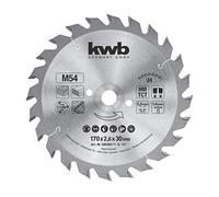 kwb Lame de scie circulaire professionnelle pour panneaux de particules, lame de scie pour bois/bois dur, 170x30/16 mm, coupes nettes, nombre moyen, 24 dents Z-24, Made in Germany