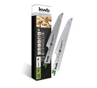 kwb Lames de scie sabre pour le travail du bois, acier HCS, rectifiées avec précision, avoyées, trempées, denture grossière, queue universelle 1/2'', 2 pièces