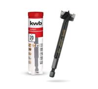 kwb Mèche à bois, Ø 20 mm, mèche à cloche (pour le bois, tête de perçage forgée, affûtage spécial, trous de perçage rapides et sans éclats, pointe de centrage affûtée sur 4 côtés, longue durée de vie)
