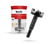 kwb Mèche à bois, Ø 40 mm, mèche à cloche (pour le bois, tête de perçage forgée, affûtage spécial, trous de perçage rapides et sans éclats, pointe de centrage affûtée sur 4 côtés, longue durée de vie)