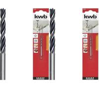 kwb Mèche hélicoïdale à bois Ø 4 mm de qualité industrielle pour des perçages propres et une trajectoire rectiligne stable (Lot de 2)
