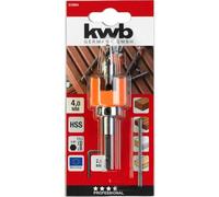 kwb Mèche pour bois dur Ø 4 mm en HSS-M2 avec fraise à lamer, butée de profondeur réglable et queue hexagonale 1/4"