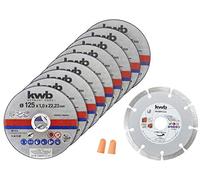 kwb Meuleuse d'angle diamantée mince 125 mm Disque flexible p. Acier inoxydable INOX dans boîte de rangement avec bouchons d'oreilles ABM. 125 x 1,0 x 22,23, Disques à tronçonner + disque diamant, Ø