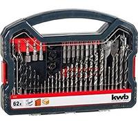 kwb Power-Box 62 pces. set de forets et d'embouts, composé d'embouts, de douilles, de forets à pierre, de forets à bois, de forets à métal & de forets à fraiser