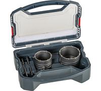 kwb Power-Box Jeu de couronnes de forage avec diamètre 68 mm et 82 mm - à concrétion carbure, résistant aux chocs, y compris - 2x forets de centrage, SDS Plus et tige hexagonale