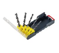 kwb 109135 Jeu de forets pour le bois 5 pièces 4 mm, 5 mm, 6 mm, 8 mm, 10 mm mandrin à serrage rapide, mandrin à roue dentée