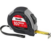 kwb PRECISA Mètre à ruban avec ruban de mesure en acier, 10 m, avec dragonne, fixation pour ceinture incluse, avec crochet magnétique, ruban de mesure pour travaux de mesure dans le bois