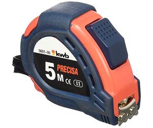 kwb PRECISA Mètre à ruban avec ruban de mesure en acier, 5 m, avec dragonne, fixation pour ceinture incluse, avec crochet magnétique, ruban de mesure pour travaux de mesure dans la construction