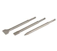 kwb SDS Plus Jeu de burins pour marteau perforateur, 3 pièces - burin pointu, burin plat, burin à copeaux