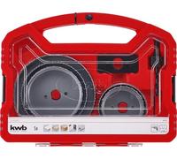 kwb Set de scies cloche, 8 pièces, diamètre de 67 mm à 127 mm, y compris foret de centrage HSS dans un coffret plastique pratique et stable