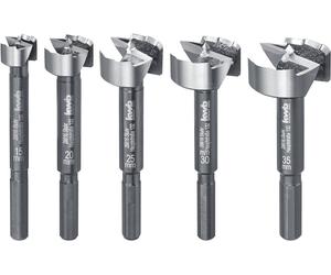 kwb Speed Jeu de mèches à bois 15 20 25 30 et 35 mm, perçage rapide dans tous les bois, jeu de mèches pour le travail du bois, DIN 7483 G, avec tige de 8 mm, en particulier pour visseuse sans fil et p