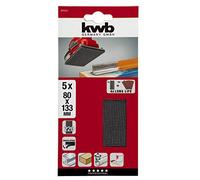 kwb tissu de grille de papier abrasif disque réseau de broyage humide et sec pour le broyage, f. oscillante ponceuse 80 x 133 K-220, fibre de verre, perforé m. Klett, 5 pièces.