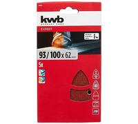 kwb Triangles abrasifs 100x62, 93 mm en corindon supérieur avec grain 40, changement sans outil, encollage en résine synthétique et support papier renforcé pour le ponçage grossier du bois et du métal