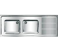 KWC AR Evier professionnel, MAXIMA, acier inoxydable, 2 cuves, 1600x382x600 mm, égouttoir à droite