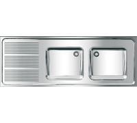 KWC AR Evier professionnel, MAXIMA, acier inoxydable, 2 cuves, 1600x382x600 mm, égouttoir à gauche