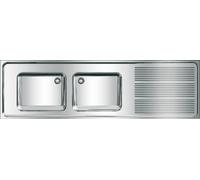 KWC AR Evier professionnel, MAXIMA, acier inoxydable, 2 cuves, 2000x432x600 mm, égouttoir à droite