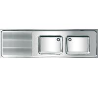 KWC AR Evier professionnel, MAXIMA, acier inoxydable, 2 cuves, 2000x432x600 mm, égouttoir à gauche