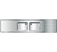 KWC AR Evier professionnel, MAXIMA, acier inoxydable, 2 cuves, 2600x432x600 mm, égouttoir à droite