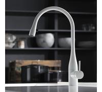 KWC Eve 4, mélangeur de lavabo, blanc mat, haute pression