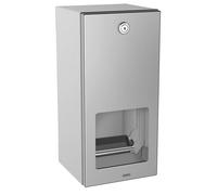 KWC KP Support double pour rouleaux de papier toilette, RODAN, acier inoxydable, 144 x 301 x 138 mm, montage en saillie, épaisseur du matériau 0,8 mm, boîtier fermé avec façade plie, serrure à cylindr