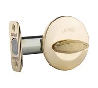 Kwikset 663 Serrure à pêne dormant sans n laiton poli, pièce tournante intérieure ronde pour porte d'entrée, avec loquet et adaptateur, sans assemblage extérieur