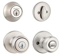 Kwikset 690ts Clé d'entrée de gamme Knobset et cylindre Unique pêne Combo Pack avec S, 96900-381