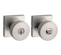 Kwikset 740PSKSQT-15S Pismo Bouton de Porte, Poignée de Porte Interieur Simple Cylindre avec Rosace Carrée et Clé Intelligente