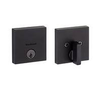 Kwikset Downtown Serrure à pêne dormant, noir mat, porte d'entrée avant extérieure à clé, sécurité SmartKey Rekey résistante au crochetage, boulon mort monocylindre, avec protection Microban