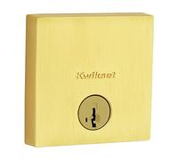 Kwikset Downtown, serrure de porte à pêne dormant, cylindre simple, profil bas carré avec sécurité SmartKey Re-Key, laiton satiné