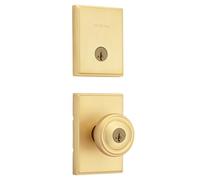 Kwikset Henrik Bouton de porte d'entrée rectangulaire et pêne dormant | Bouton de porte d'entrée, pack combo pêne dormant, sécurité SmartKey Rekey, serrure résistante au crochetage