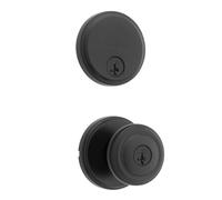 Kwikset Henrik Ensemble poignée de porte d'entrée ronde et pêne dormant | Bouton de porte d'entrée, pack combo pêne dormant, sécurité SmartKey Rekey, serrure anti-crochetage, rosace ronde