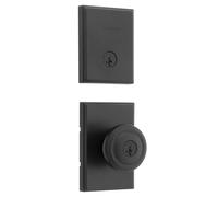 Kwikset Henrik Lot de boutons de porte d'entrée rectangulaires et pêne | Bouton de porte d'entrée, pack combo pêne dormant, sécurité SmartKey Rekey, serrure résistante au crochetage