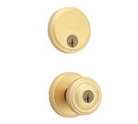 Kwikset Henrik Lot de boutons de porte d'entrée ronds et pêne dormant | Bouton de porte d'entrée, pack combo pêne dormant, sécurité SmartKey Rekey, serrure anti-crochetage, rosace ronde