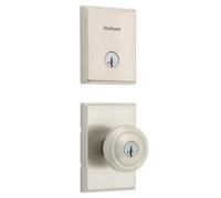 Kwikset Henrik Lot de boutons d'entrée rectangulaires et pêne dormant | Bouton de porte d'entrée, pack combo pêne dormant, sécurité SmartKey Rekey, serrure résistante au crochetage